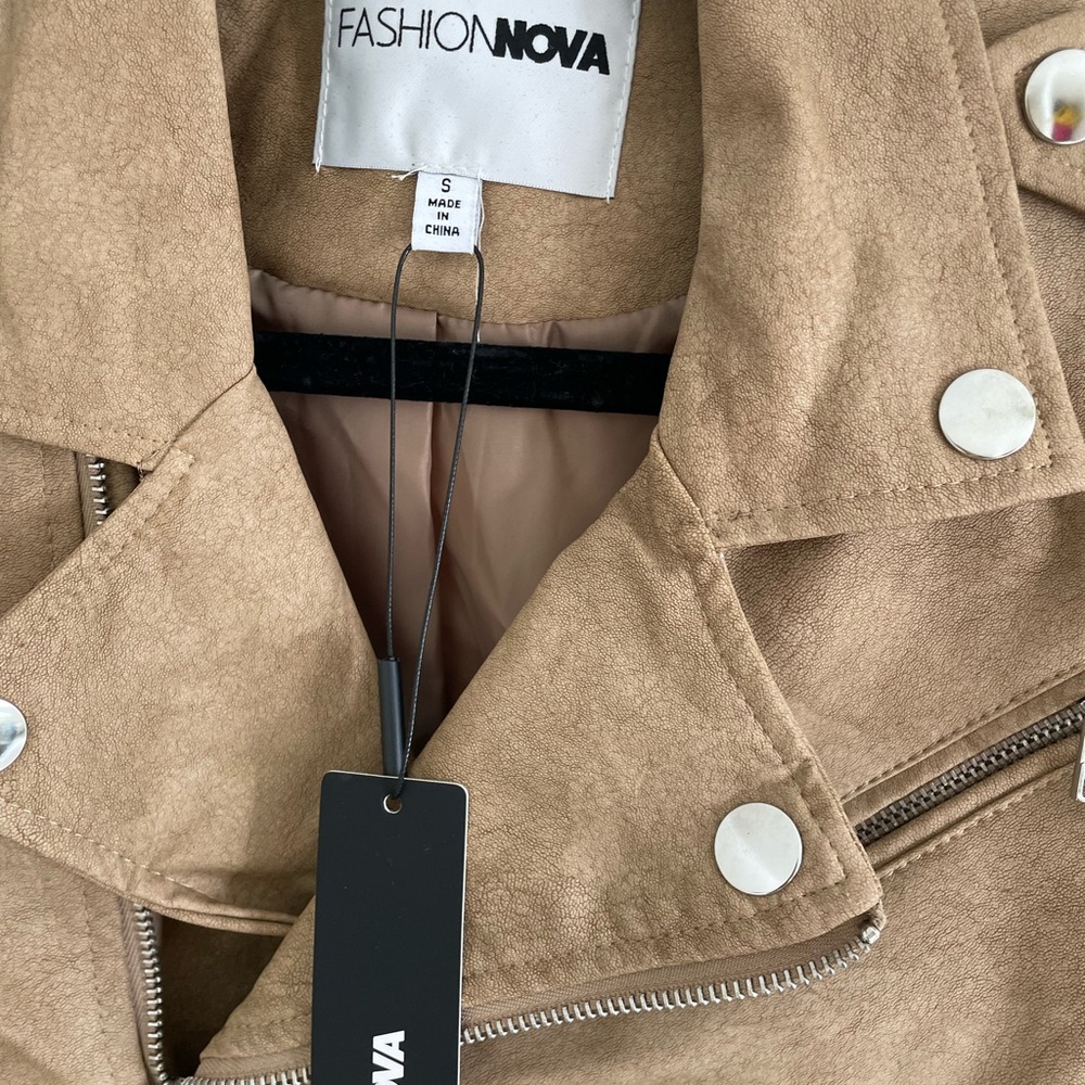 Light brown faux leather motor jacket - Picture 2 of 3